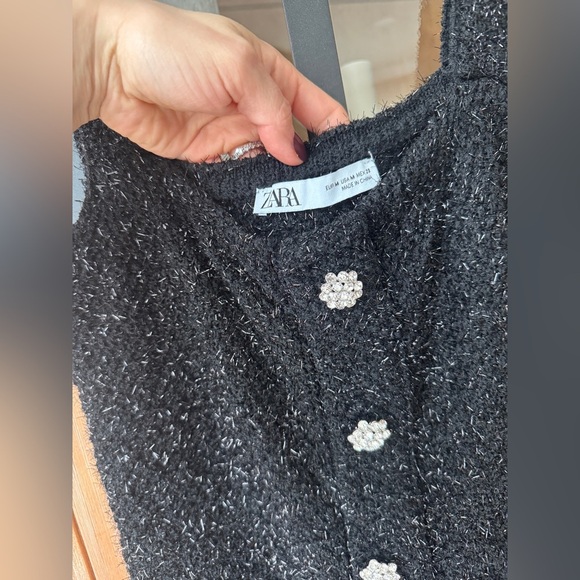 Zara Tweed Mini Dress Eyelash Metallic Knit Jewel Button Blogger favorite - Picture 6 of 14